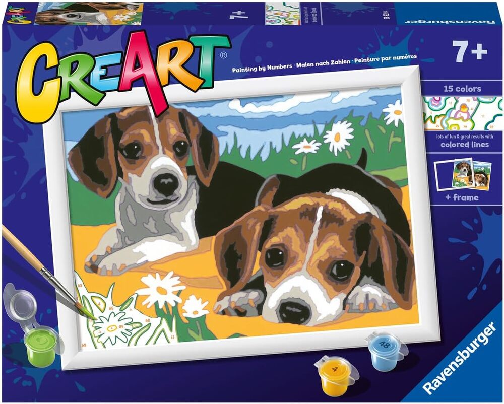 NEW Ravensburger CreArt Paint by Numbers Kit Jack Russell Puppies